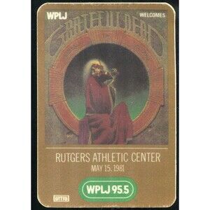 Vintage 1981 Grateful Dead WPLJ Radio Promo Concert Backstage Pass Piscataway NJ